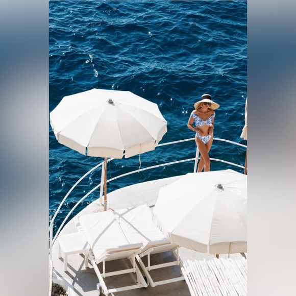 NEW! Kenny Flowers The Côte d'Azur Off the shoulder Bikini Top Blue SZ S - Picture 6 of 13